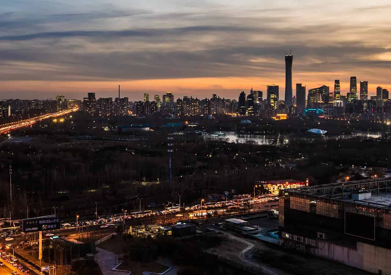 City skyline in Beijing. Location context only; this is not a photograph of Yonghe Temple (Lama Temple).