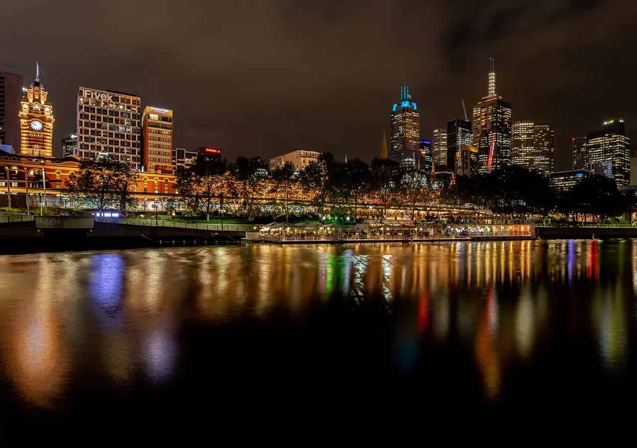 Melbourne city centre skyline. Location context only; this is not a photograph of Melbourne Meditation Centre.