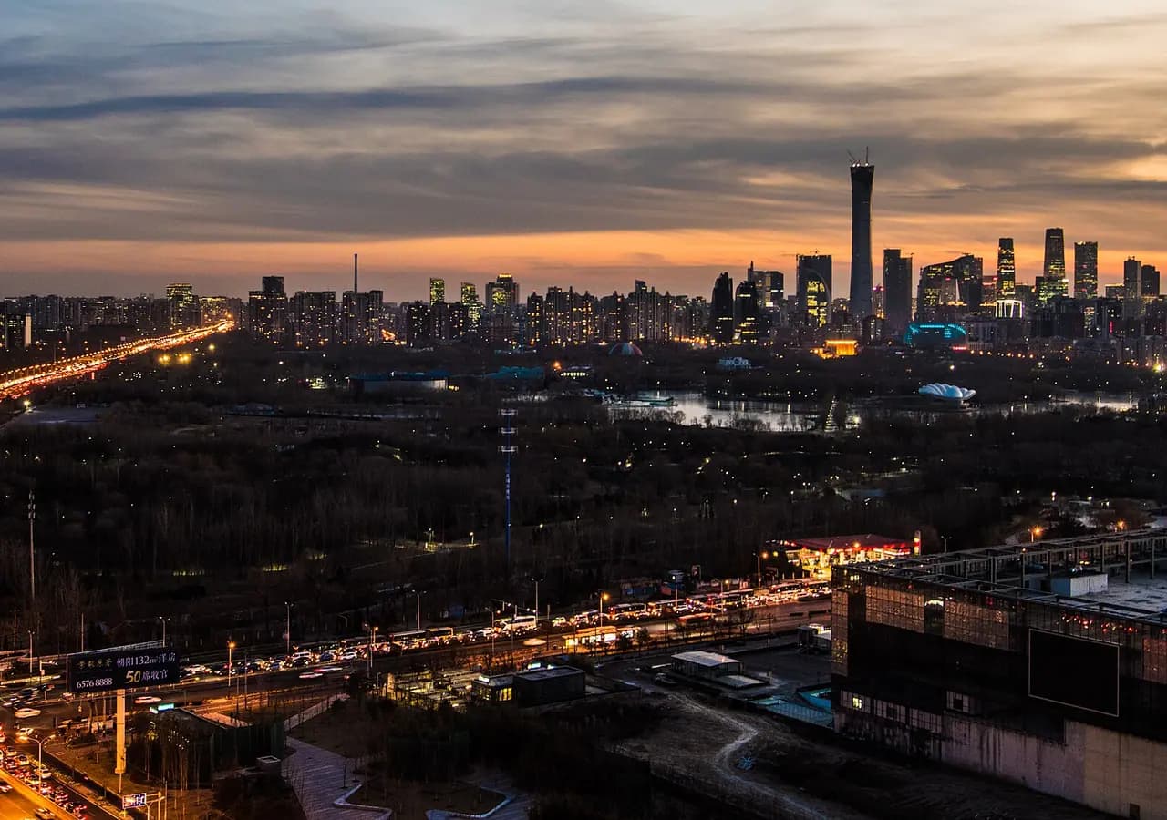 City skyline in Beijing. Location context only; this is not a photograph of the Quiet Mind Weekend event.
